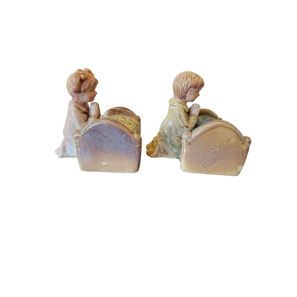 Vintage Religious Praying‎ Girl Boy Nightime Prayer Christian Figurine Children